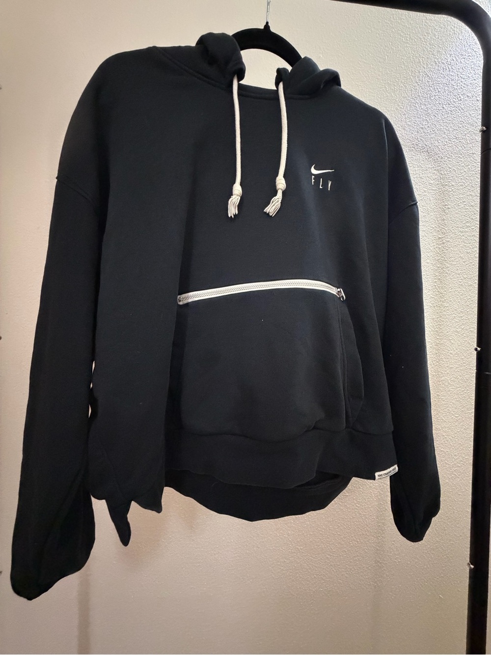 Nike Black Crewneck Hoodie with White Drawcords